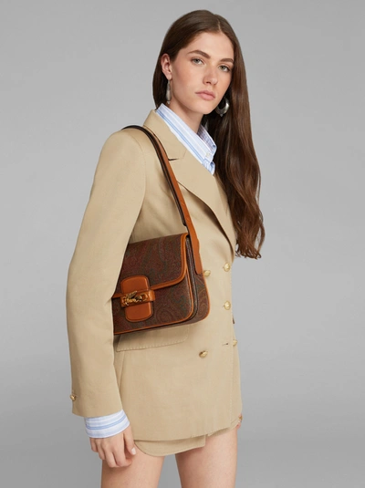 Etro Paisley Shoulder Bag With Pegaso In Brown