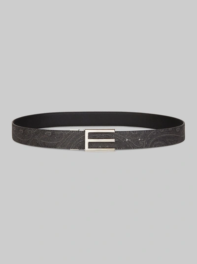 Etro Reversible Paisley Belt In Black