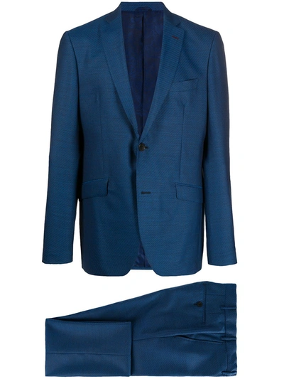 Etro Unstructured Wool Suit In Navy Blue