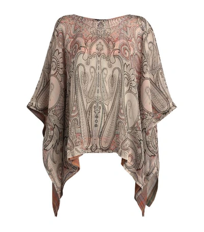 Etro Double-sided Silk Poncho In White