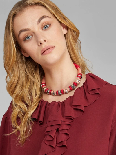 Etro Cord And Metal Collar Necklace In Red