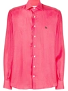 Etro Linen Shirt With Embroidered Pegaso In Pink