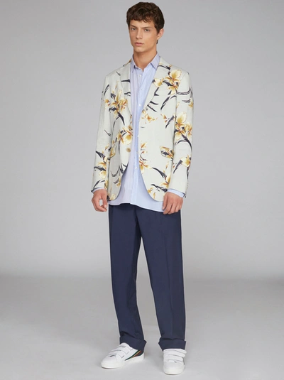 Etro Floral Print Tailored Jacket In White