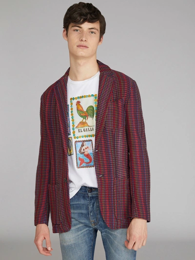 Etro Jacquard Knit Jacket In Red