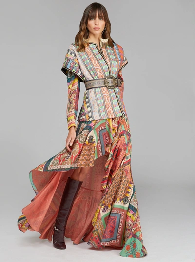 Etro Long Patchwork Pattern Dress In Multicolor