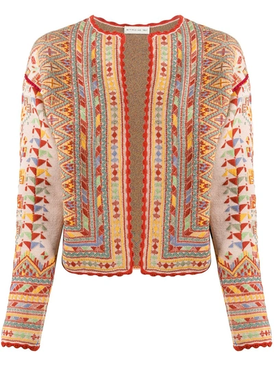 Etro Geometric-pattern Knitted Jacket In Multicolor