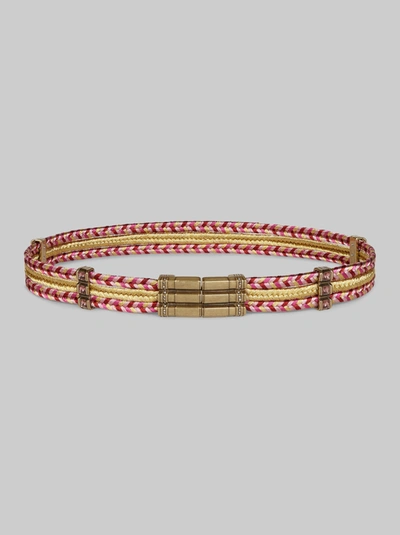 Etro Textile Belt With Jeweled Detailing In Pink