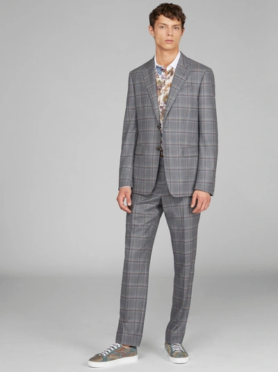 Etro Check Wool Suit In Gray