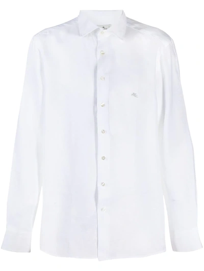 Etro Pegaso Embroidery Linen Shirt In White