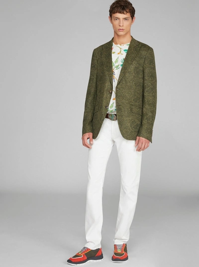 Etro Paisley Jersey Pique Jacket In Green