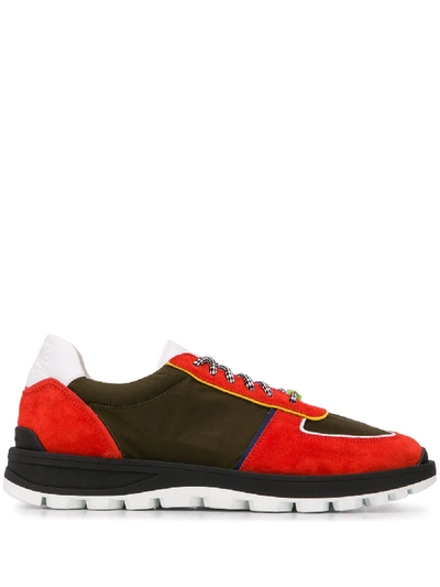 Etro Leather And Fabric Sneakers In Green