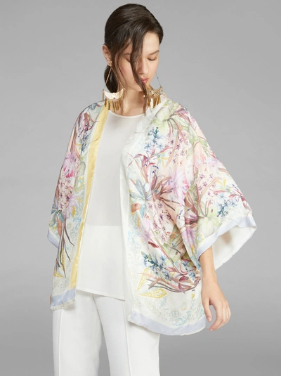 Etro Floral Print Poncho In White