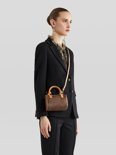 Etro Mini Paisley Boston Bag In Brown,red,green | ModeSens