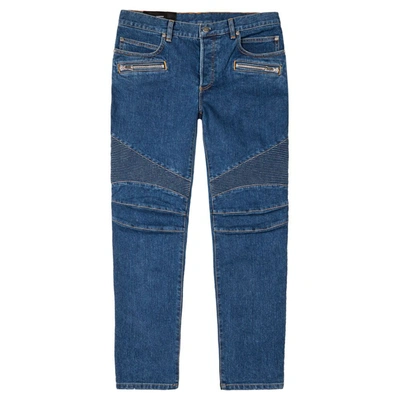 Balmain Monogram Tapered Jeans In Blue