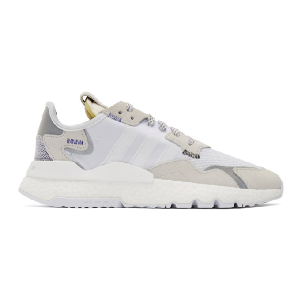 adidas originals white and grey nite jogger trainers