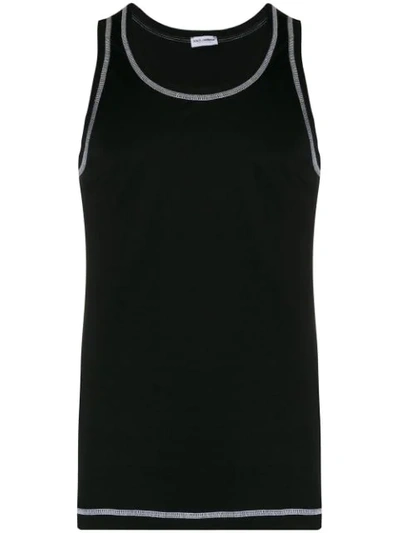 Dolce & Gabbana Men's Jersey Tank Top W/ Contrast Stitching In Black