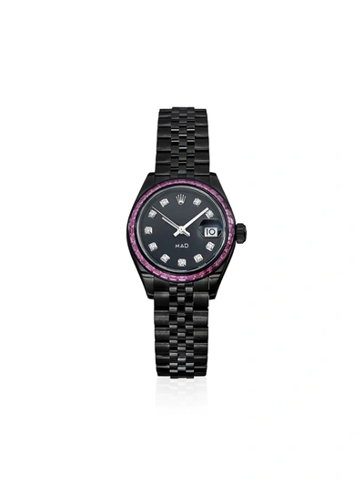 Mad Paris Sapphire Glass/stainless Steel/pink Sapphire In Black