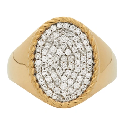Yvonne Léon 18k Yellow Gold Diamond Signet Ring In Metallic