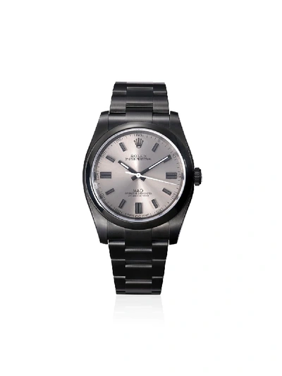 Mad Paris Customised  Rolex Oyster Perpetual Watch In Black