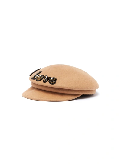 Laurence & Chico 'label Love' Embellished Wool Sailor Hat In Brown