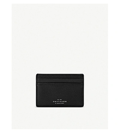 Smythson Grained Leather Five-card Holder In Black