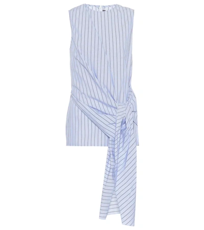 Joseph Alicia Tie-front Striped Cotton-poplin Top In Blue