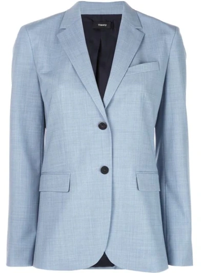Theory Classic Wool-blend Blazer In Blue