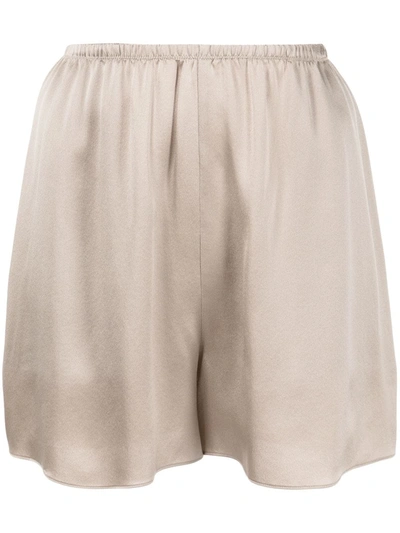 Vince Silk Satin Pull-on Shorts In Beige