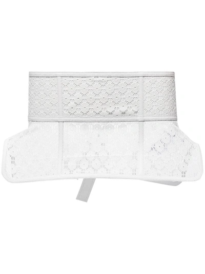 Loewe Obi Lace And Leather Corset Belt In White
