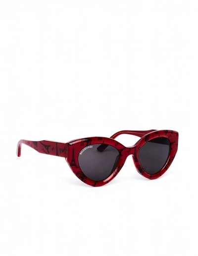 Balenciaga Paris Printed Cat Sunglasses In Red