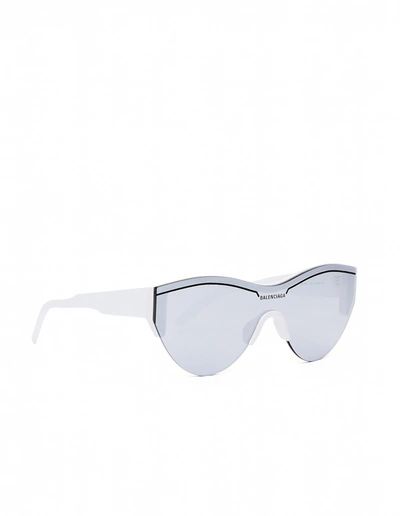 Balenciaga Mirrored Lenses Ski Cat Sunglasses In White