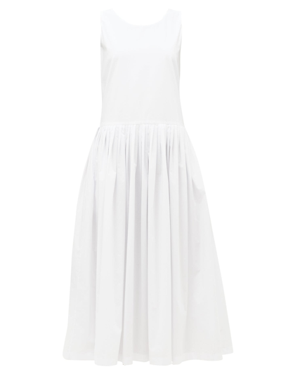 Sara Lanzi Tie-back Cotton-poplin Dress In White
