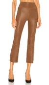 Sprwmn High-waist Flare-leg Cropped Leather Leggings In Brown