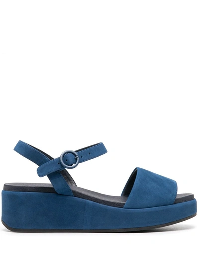 Camper Misia Platform Wedge Sandal In Navy Leather