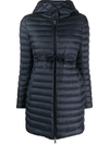 Moncler Long Feather-down Jacket In Blue