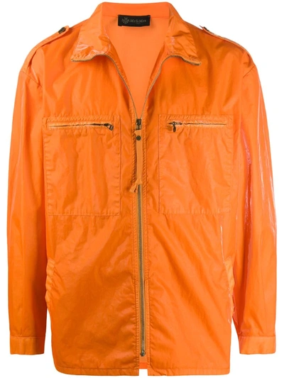 Mr & Mrs Italy Shiny Chest Pocketed Light Jacket In Orange