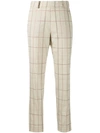 Peserico Checked High-rise Virgin Wool-blend Pants In Beige