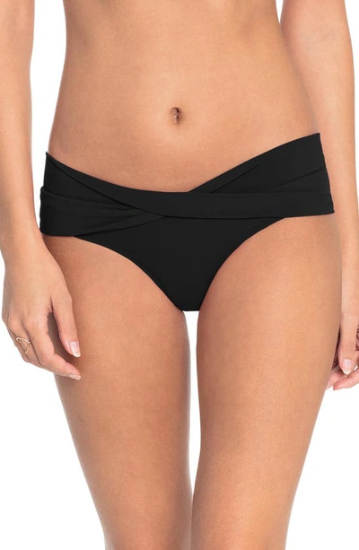 Robin Piccone Ava Solid Twist-front Bikini Bottom In Black