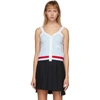 Thom Browne Seersucker Ribbed V-neck Cardigan Tank Top In Blue