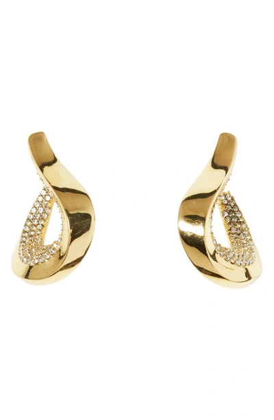 Vince Camuto Pave Twisted Teardrop Hoop Earrings In Gold/crystal