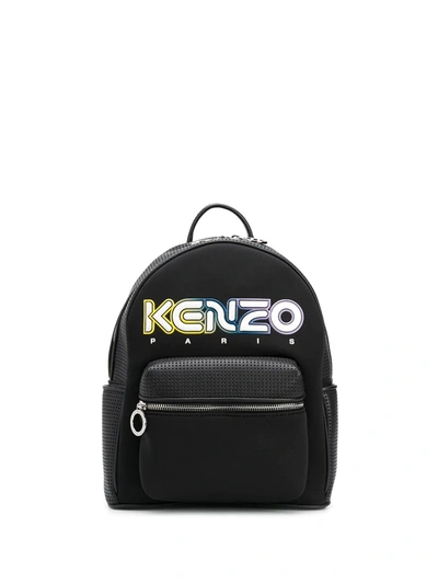 Kenzo Kombo Backpack In Black Leather And Neoprene