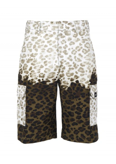 Msgm Green Leopard Bermuda Shorts