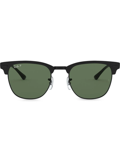 Ray Ban Ray-ban Clubmaster Metal Blk Mat Polarized Sunglasses, Rb3716 51 In Green