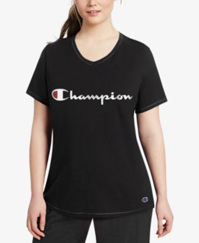 Champion Plus Size Classic Logo Graphic T-shirt In Black | ModeSens