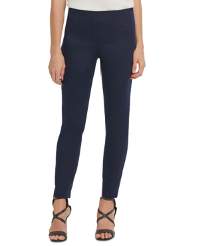 Dkny High-rise Pleated Ankle Pants In New Navy