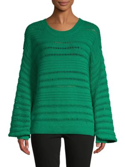Willow & Clay Women's Pointelle Knit Sweater In Kelly Green