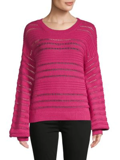 Willow & Clay Pointelle Knit Sweater In Magenta