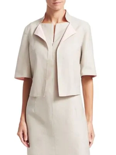 Akris Punto Aloe Reversible Short Sleeve Cotton Jacket In Blush Canvas