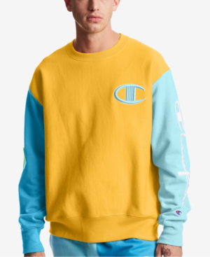 blue and yellow champion hoodie