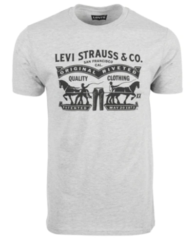 Levi's Men's 2-horse Graphic Regular Fit Crewneck T-shirt In Gray